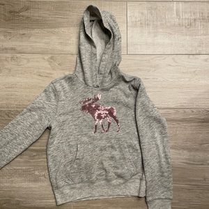 Girls Grey Abercrombie kids hooded sweatshirt w/thumb holes size 9/10